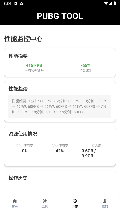 pubgtool画质助手性能监控中心的性能摘要与资源使用情况